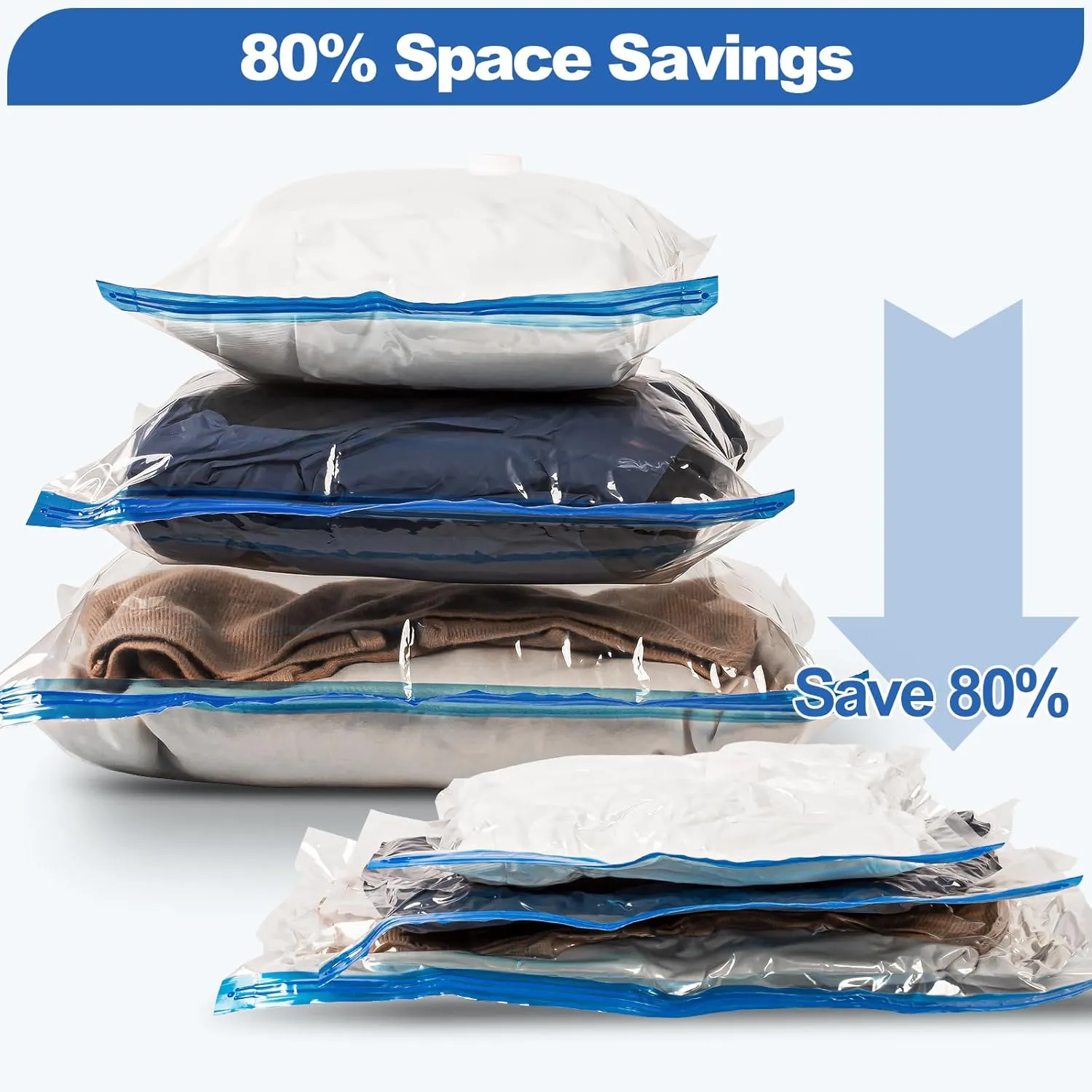 VMstr 9 Pack Vacuum Storage Bags with Pump for Travel, Vacuum Seal for Clothing and Clothes, Compression Bags with Hand Pump