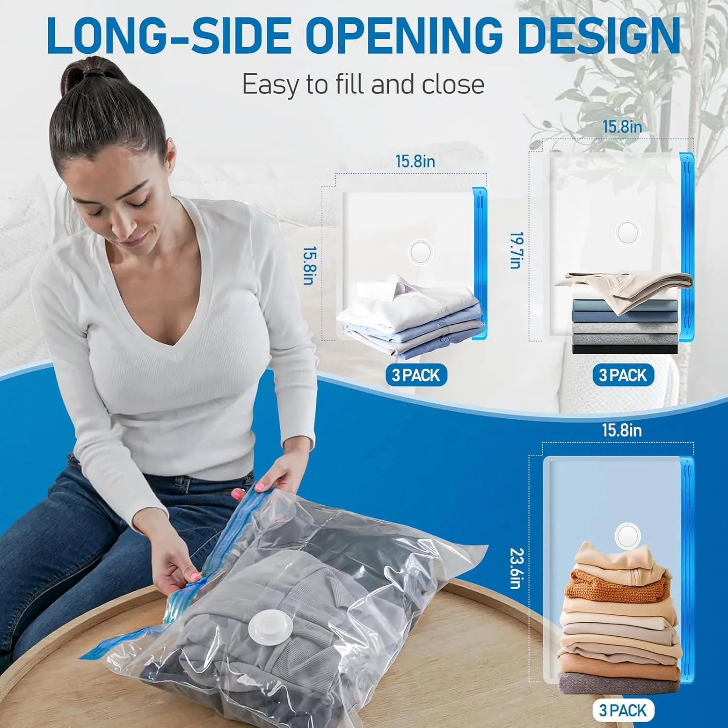 VMstr 9 Pack Vacuum Storage Bags with Pump for Travel, Vacuum Seal for Clothing and Clothes, Compression Bags with Hand Pump
