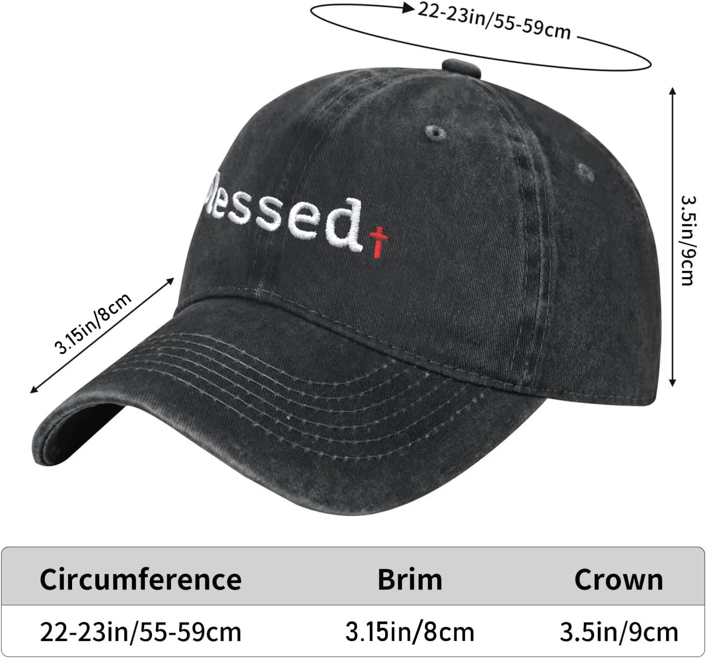 Walk with Jesus Embroidered Baseball Cap Vintage Adjustable Washed Cotton Christian Hat for Men Women,Black