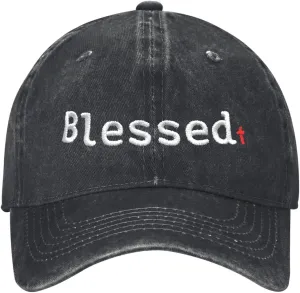 Walk with Jesus Embroidered Baseball Cap Vintage Adjustable Washed Cotton Christian Hat for Men Women,Black