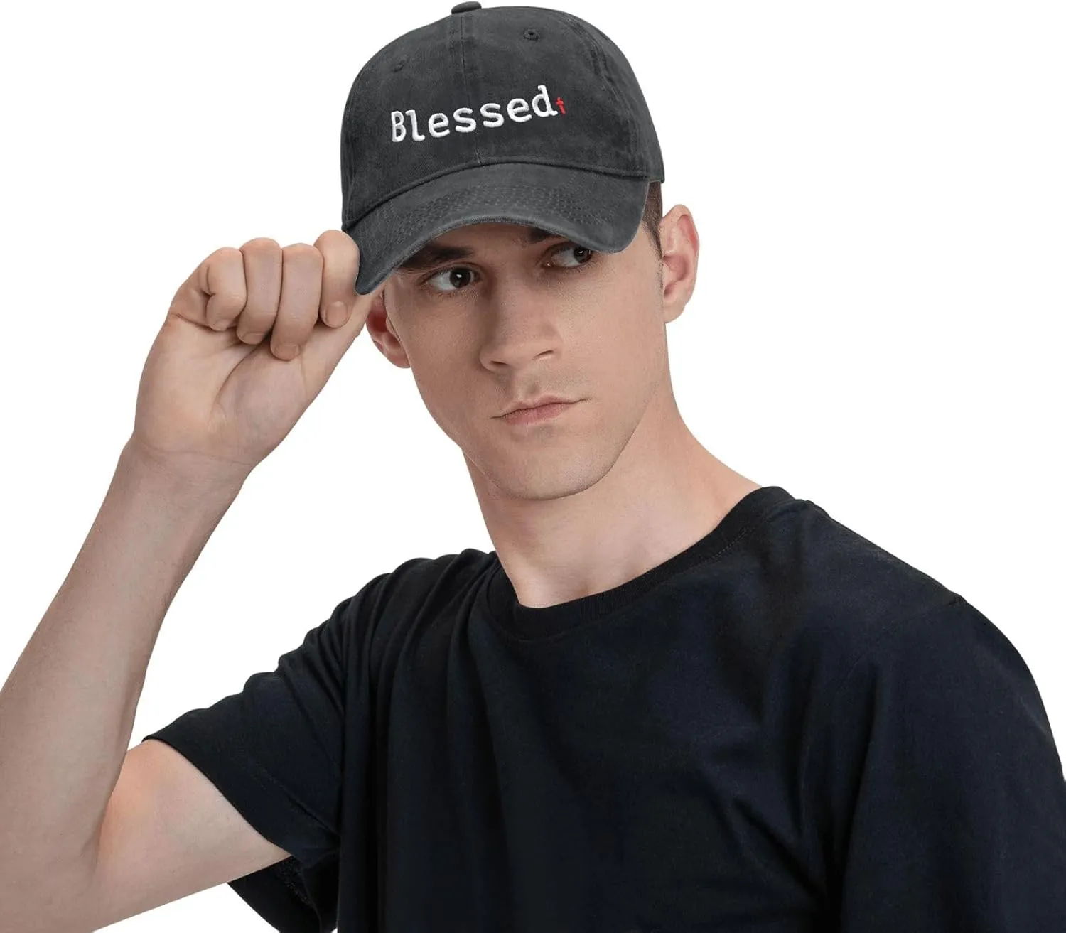 Walk with Jesus Embroidered Baseball Cap Vintage Adjustable Washed Cotton Christian Hat for Men Women,Black