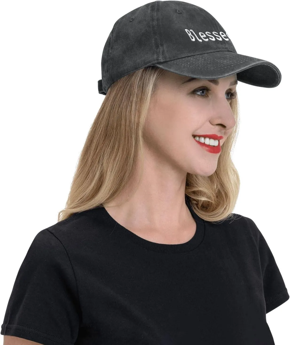Walk with Jesus Embroidered Baseball Cap Vintage Adjustable Washed Cotton Christian Hat for Men Women,Black