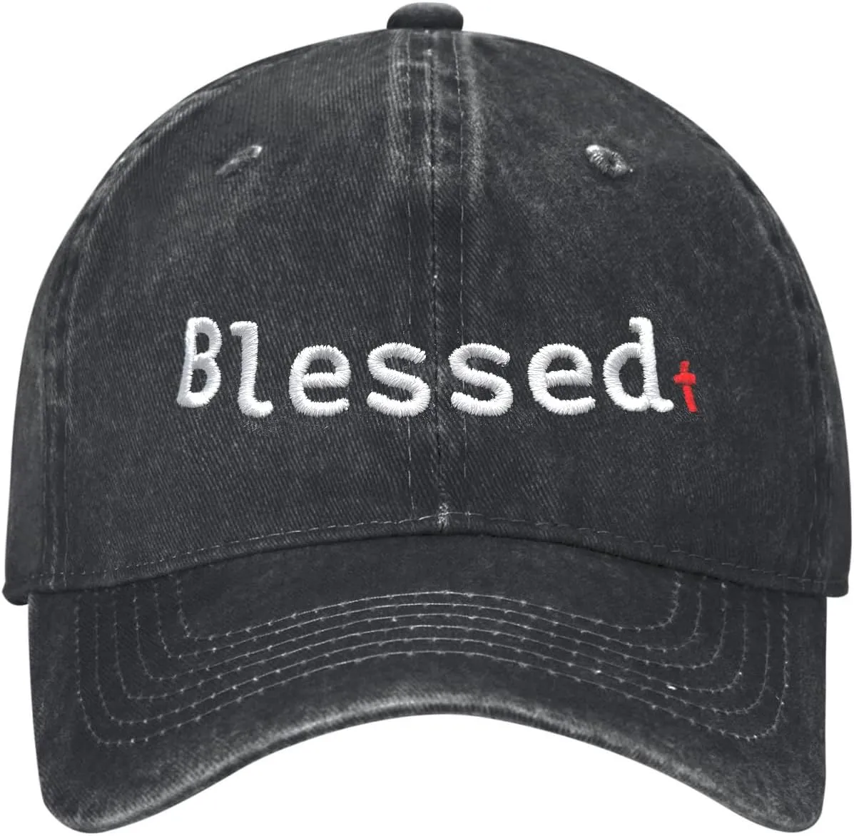Walk with Jesus Embroidered Baseball Cap Vintage Adjustable Washed Cotton Christian Hat for Men Women,Black