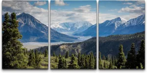 wall26 Canvas Print Wall Art Panorama of Snowy Mountain Peaks & Forest Nature Wilderness Photography Modern Art Rustic Scenic Relax/Calm Multicolor for Living Room, Bedroom, Office - 24"x36"x3