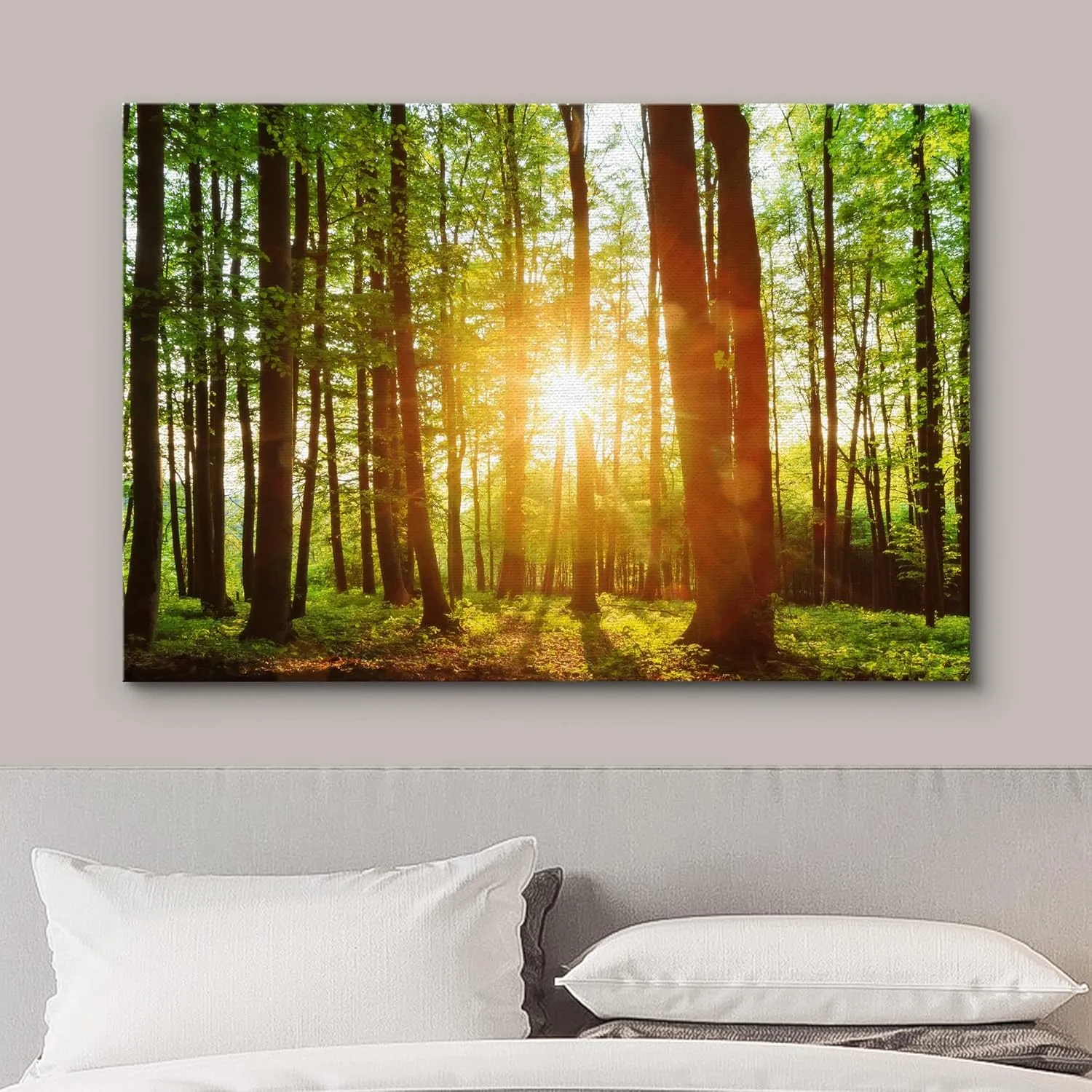 wall26 Canvas Print Wall Art Sunrise Over The Green Forest Nature Wilderness Photography Modern Art Rustic Scenic Colorful Multicolor for Living Room, Bedroom, Office - 24"x36"