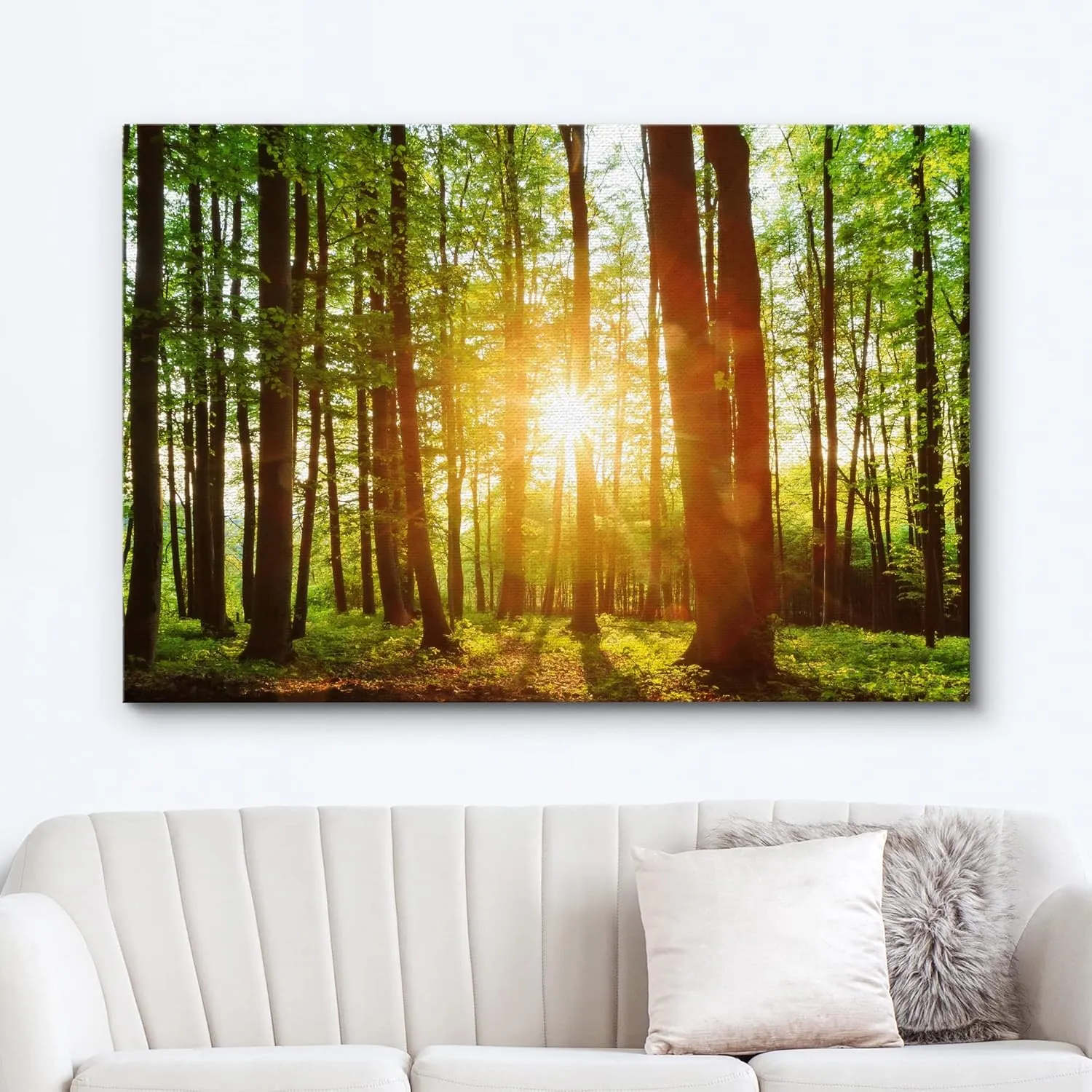 wall26 Canvas Print Wall Art Sunrise Over The Green Forest Nature Wilderness Photography Modern Art Rustic Scenic Colorful Multicolor for Living Room, Bedroom, Office - 24"x36"