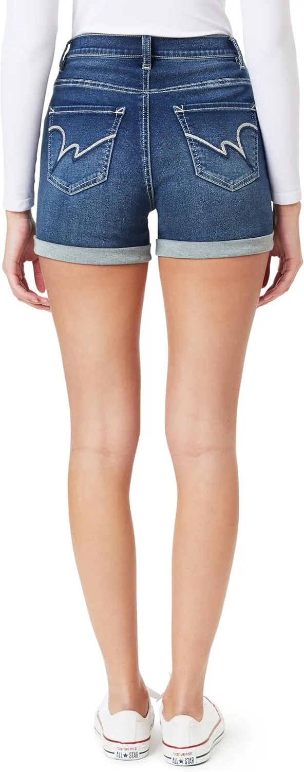 WallFlower Women's Sassy Denim Shorts High-Rise Insta Soft Juniors (Standard and Plus)