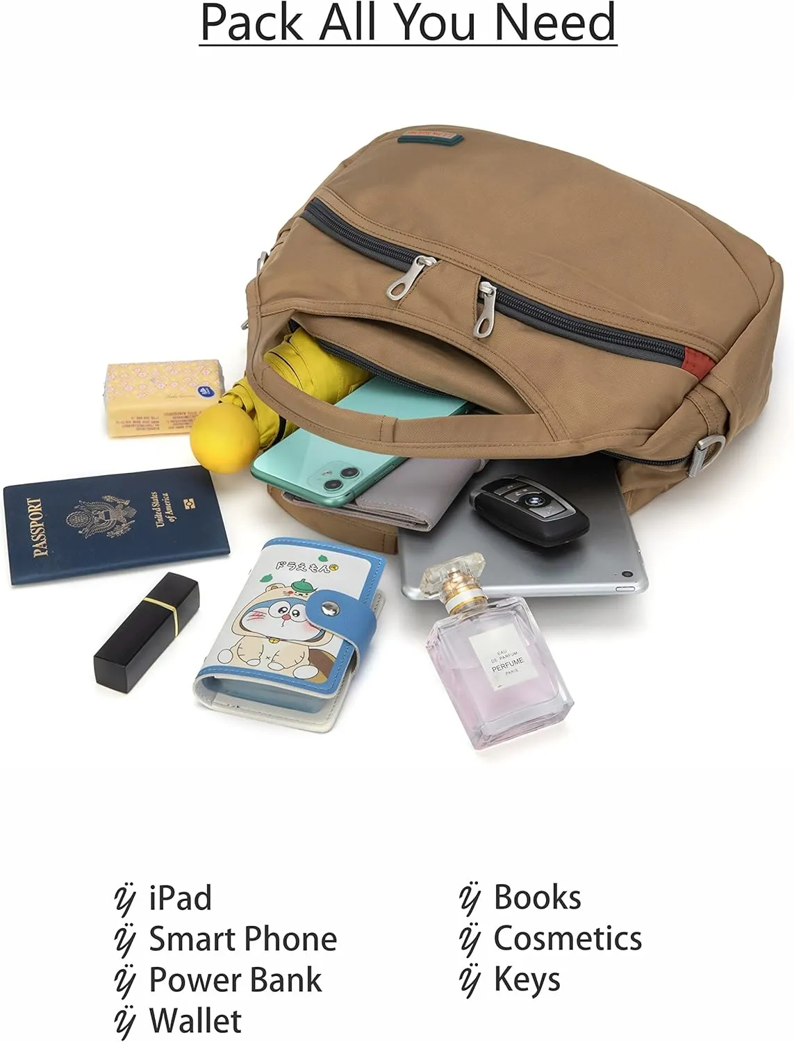 Waterproof Nylon Crossbody Bags for Women Multi-Pocket Shoulder Bag Travel Purse and Handbag