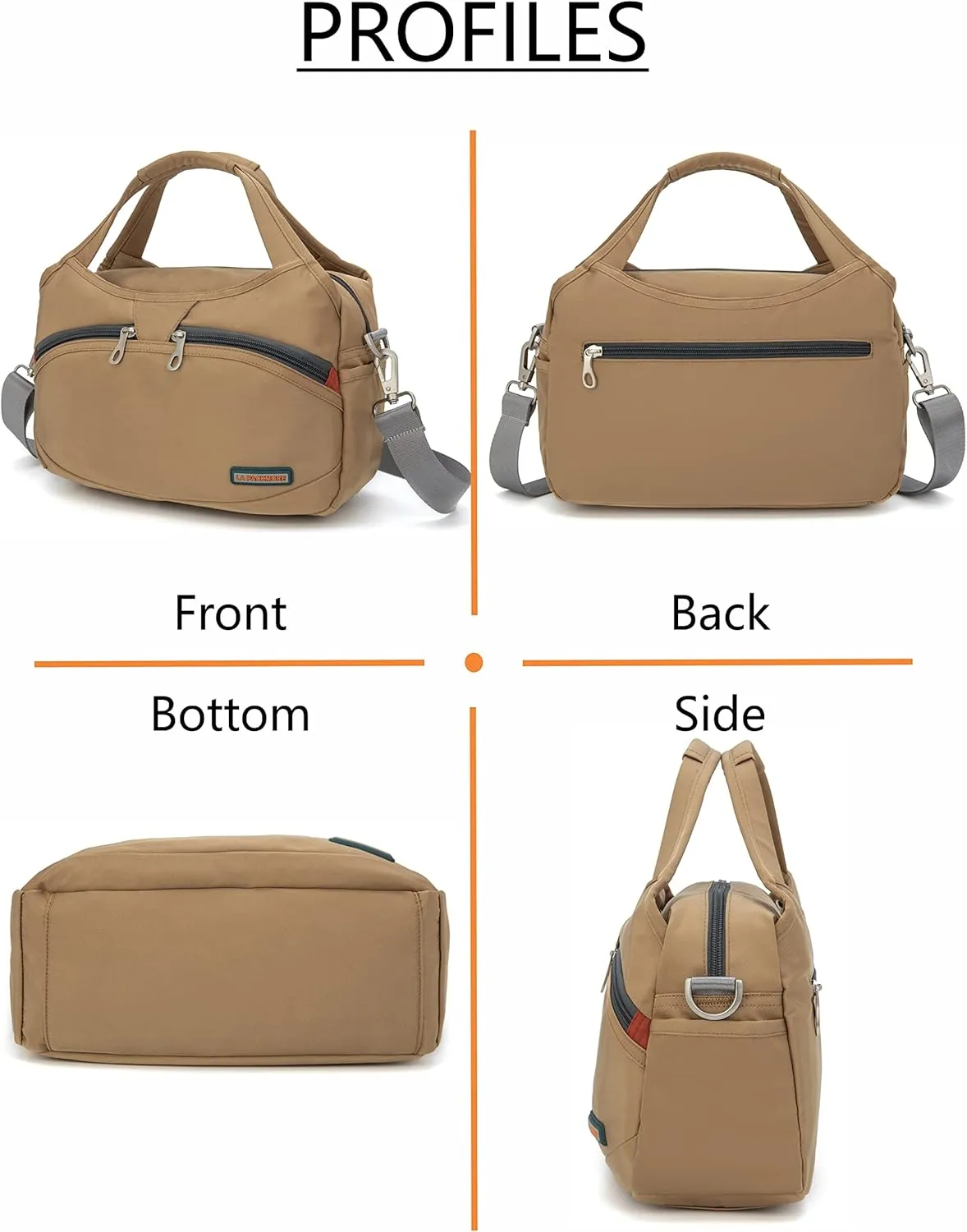 Waterproof Nylon Crossbody Bags for Women Multi-Pocket Shoulder Bag Travel Purse and Handbag