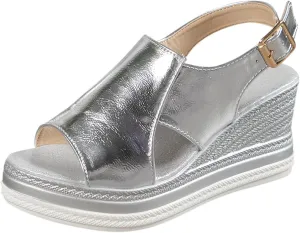 Wedge Sandals for Women Peep Toe Slingback Wedge Heels Cut Out Ankle Strap Platform Sandal Summer Boho Walking Shoes