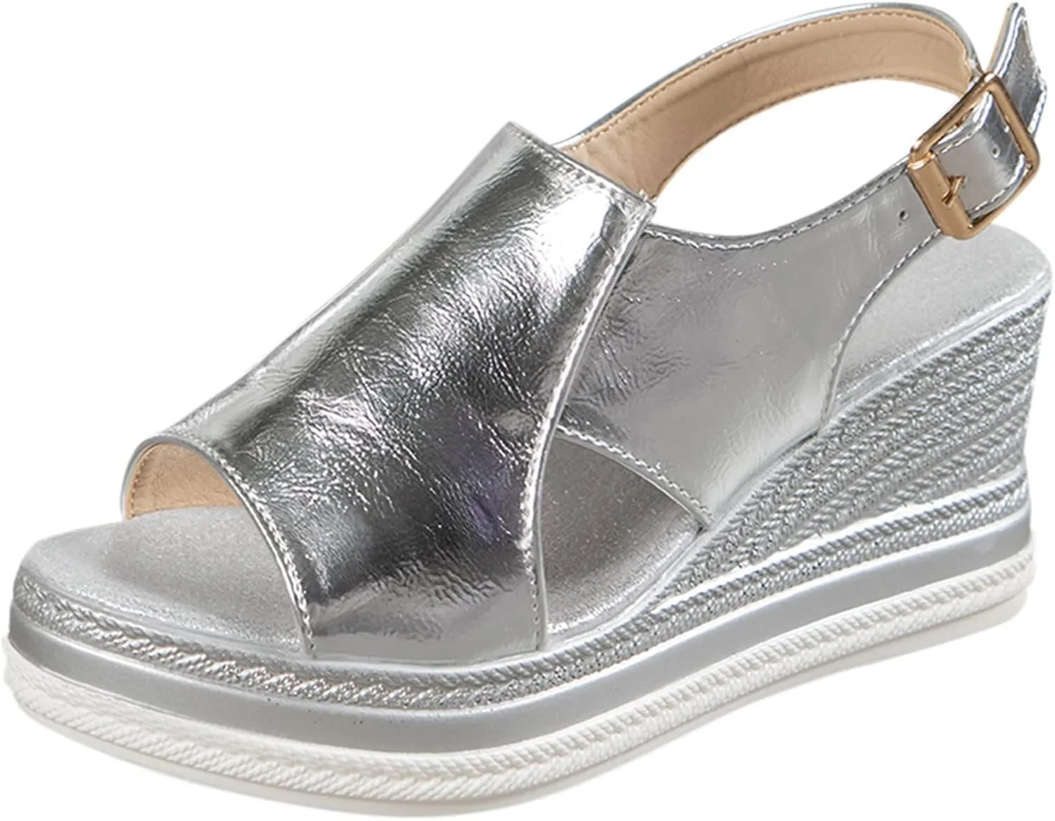 Wedge Sandals for Women Peep Toe Slingback Wedge Heels Cut Out Ankle Strap Platform Sandal Summer Boho Walking Shoes
