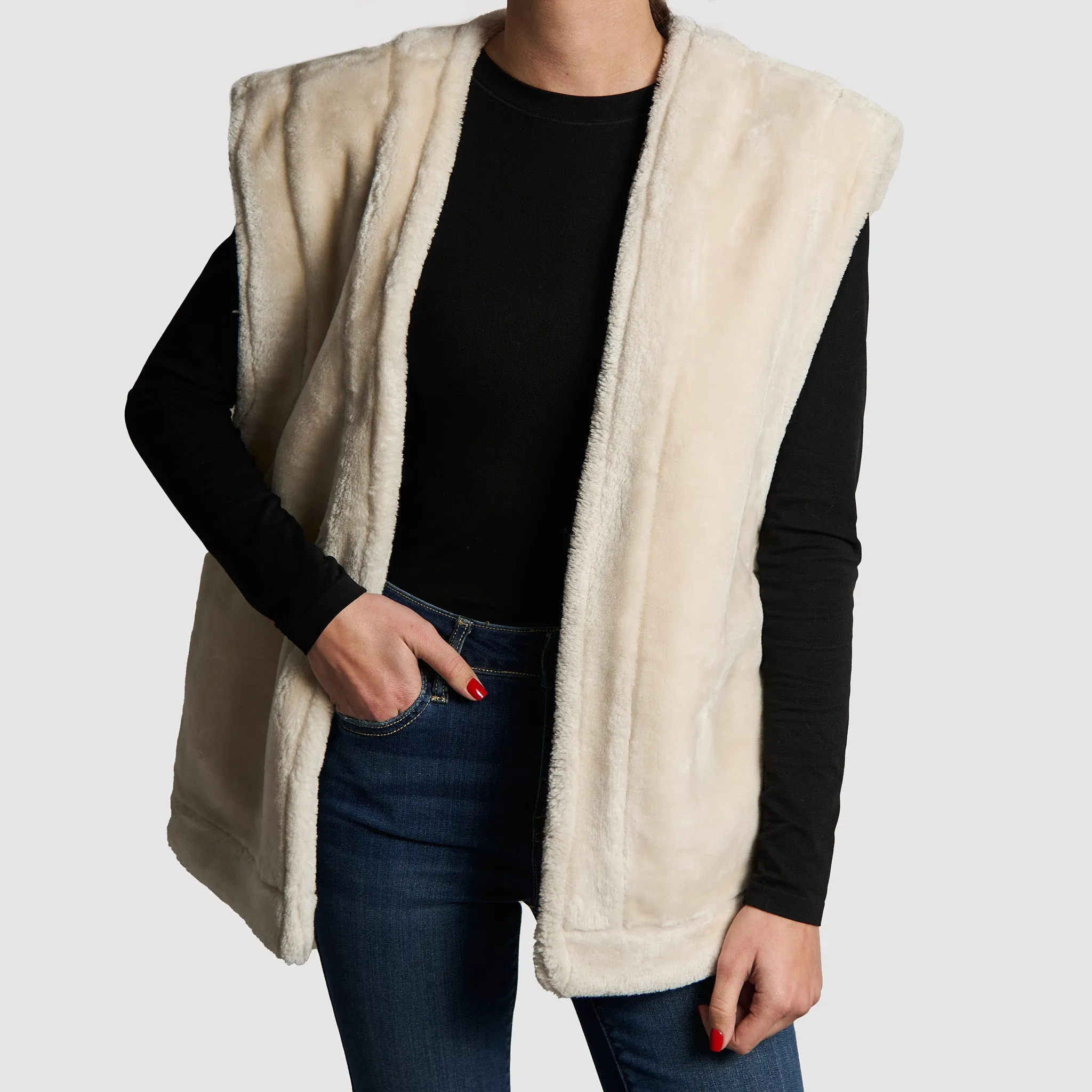 WeWoreWhat Faux Leather/Fur Reversible Vest