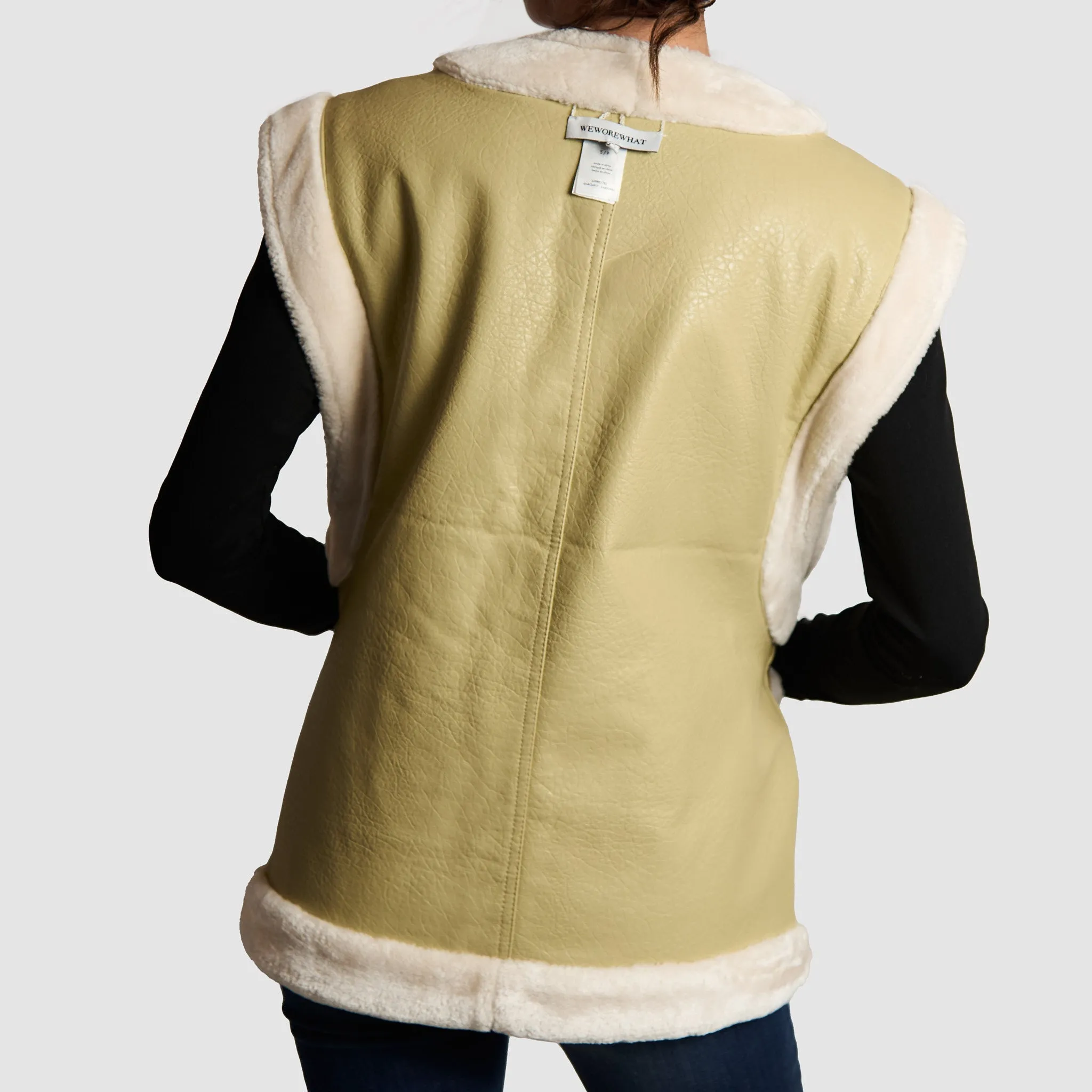 WeWoreWhat Faux Leather/Fur Reversible Vest