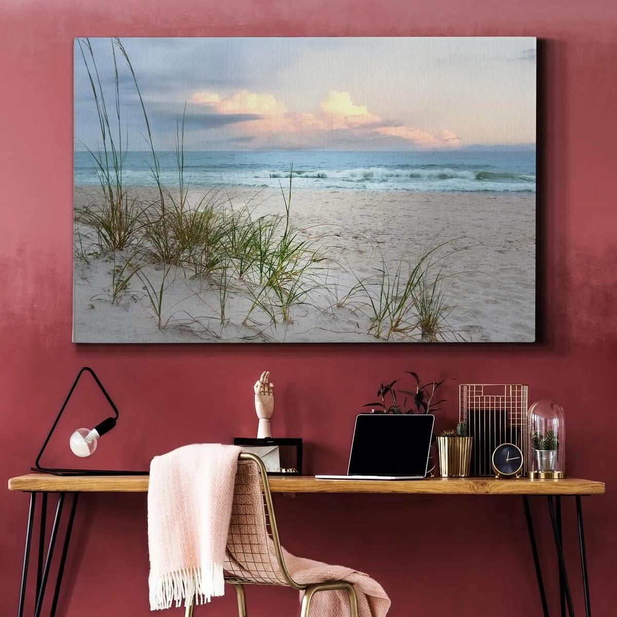 Wexford Home Landscape Wall Art Gallery Wrapped Canvas Ocean Beach Animal Picture Modern Artwork Decoration for Living Room Kitchen Bathroom Office, Ready to Hang, beach driftwood, 32x48