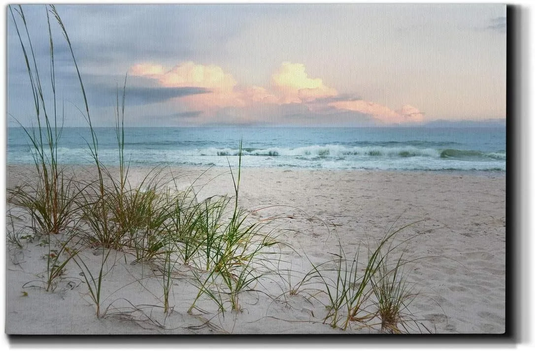Wexford Home Landscape Wall Art Gallery Wrapped Canvas Ocean Beach Animal Picture Modern Artwork Decoration for Living Room Kitchen Bathroom Office, Ready to Hang, beach driftwood, 32x48