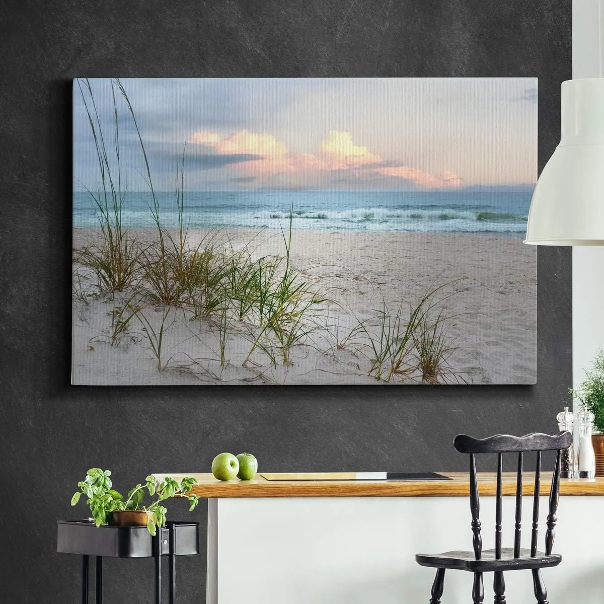 Wexford Home Landscape Wall Art Gallery Wrapped Canvas Ocean Beach Animal Picture Modern Artwork Decoration for Living Room Kitchen Bathroom Office, Ready to Hang, beach driftwood, 32x48