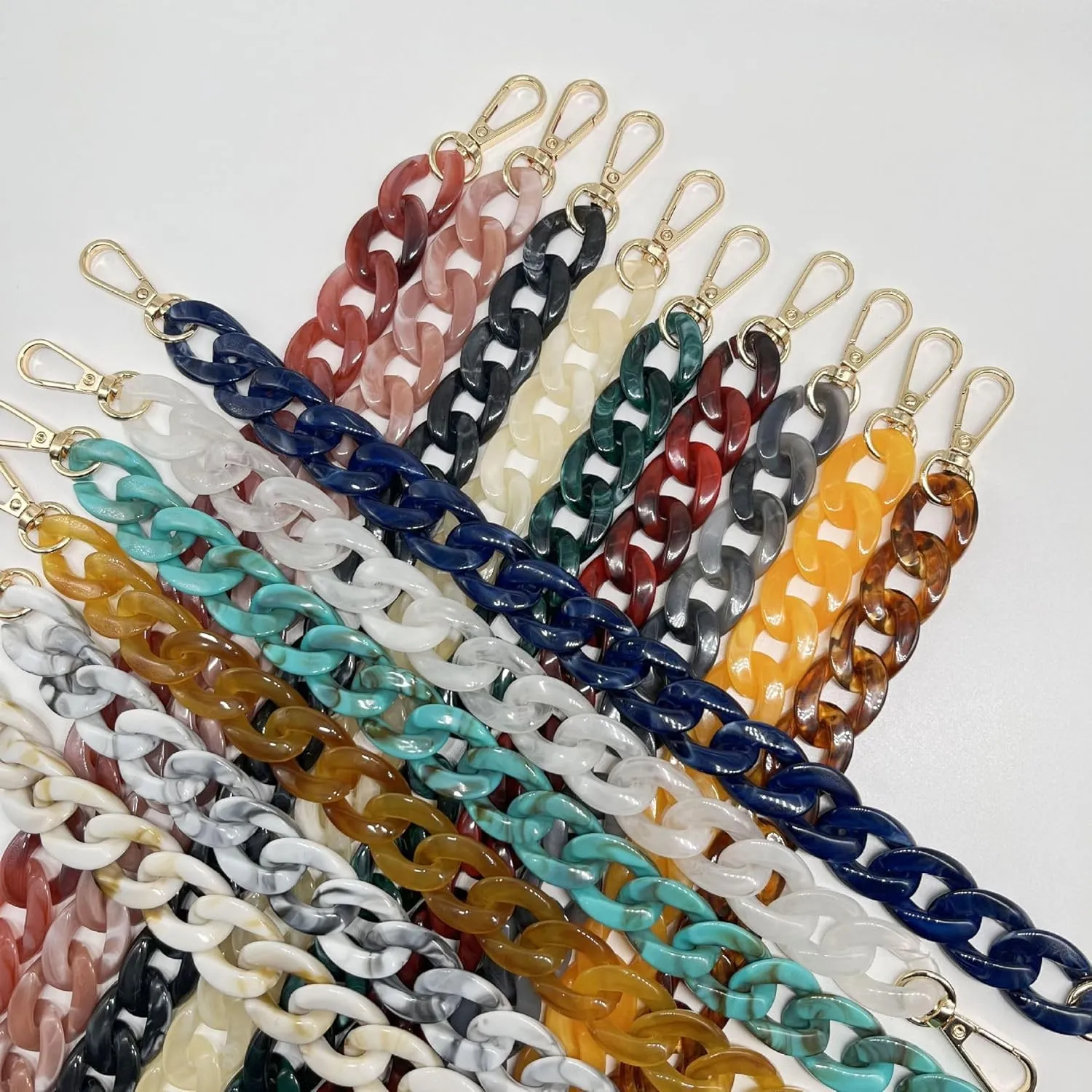 White Coffee Acrylic Resin Chain Purse Strap,23.6in DIY Acrylic Bag Chunky Purse Transparent Chain,