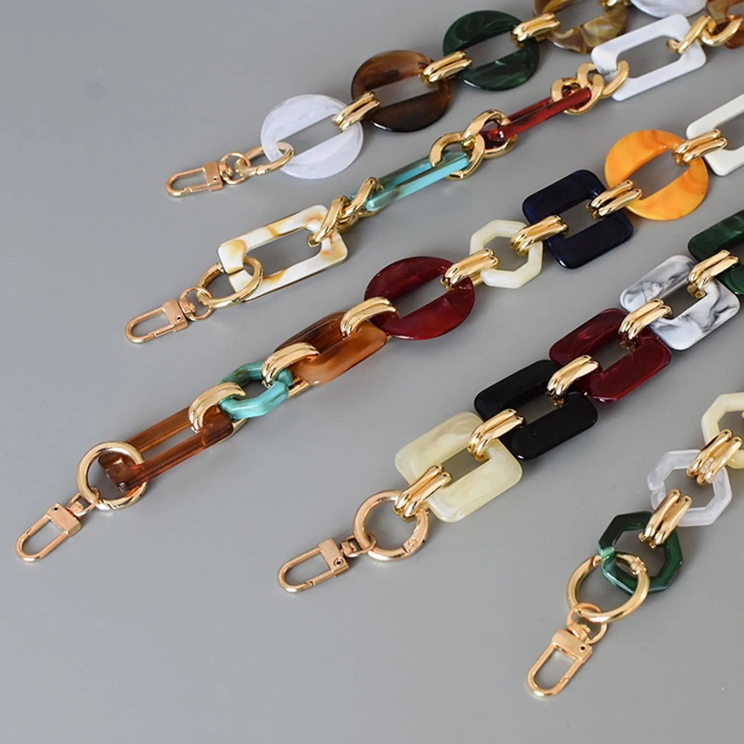 White Coffee Acrylic Resin Chain Purse Strap,23.6in DIY Acrylic Bag Chunky Purse Transparent Chain,