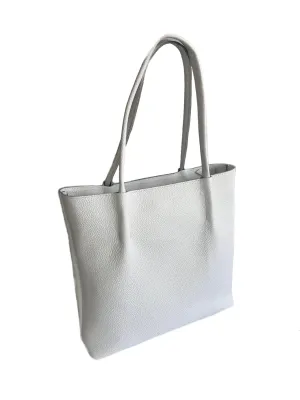 White genuine leather tote bag for women, bridesmaid wedding everyday shopping handmade handbag
