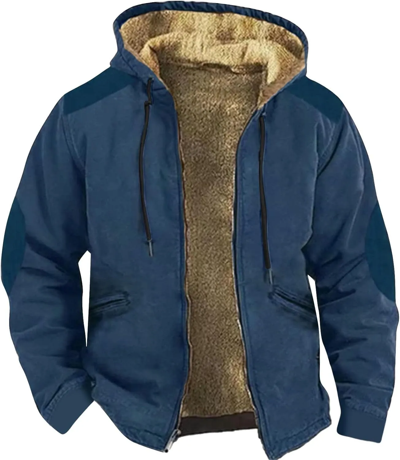 Windbreaker Men Color Warm Zipper Pocket Hooded Quilted Jacket Cool Giftt Ideas Mens Winter Overcoat Jacket Big