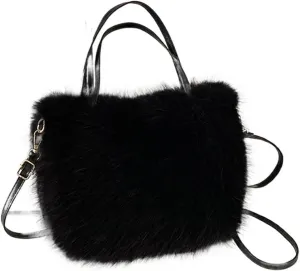 Winter Fluffy Bag Faux Fur Tote Bag Women's Bucket Plush Design Ladies Handbags Soft Winter Crossbody Shoulder Bags