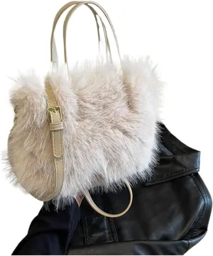 Winter Fluffy Bag Faux Fur Tote Bag Women's Bucket Plush Design Ladies Handbags Soft Winter Crossbody Shoulder Bags