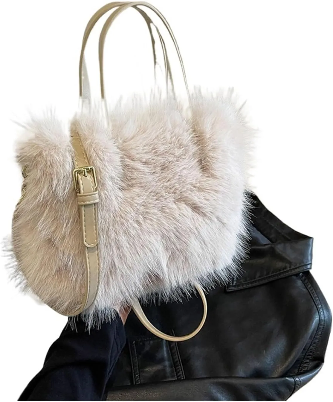 Winter Fluffy Bag Faux Fur Tote Bag Women's Bucket Plush Design Ladies Handbags Soft Winter Crossbody Shoulder Bags