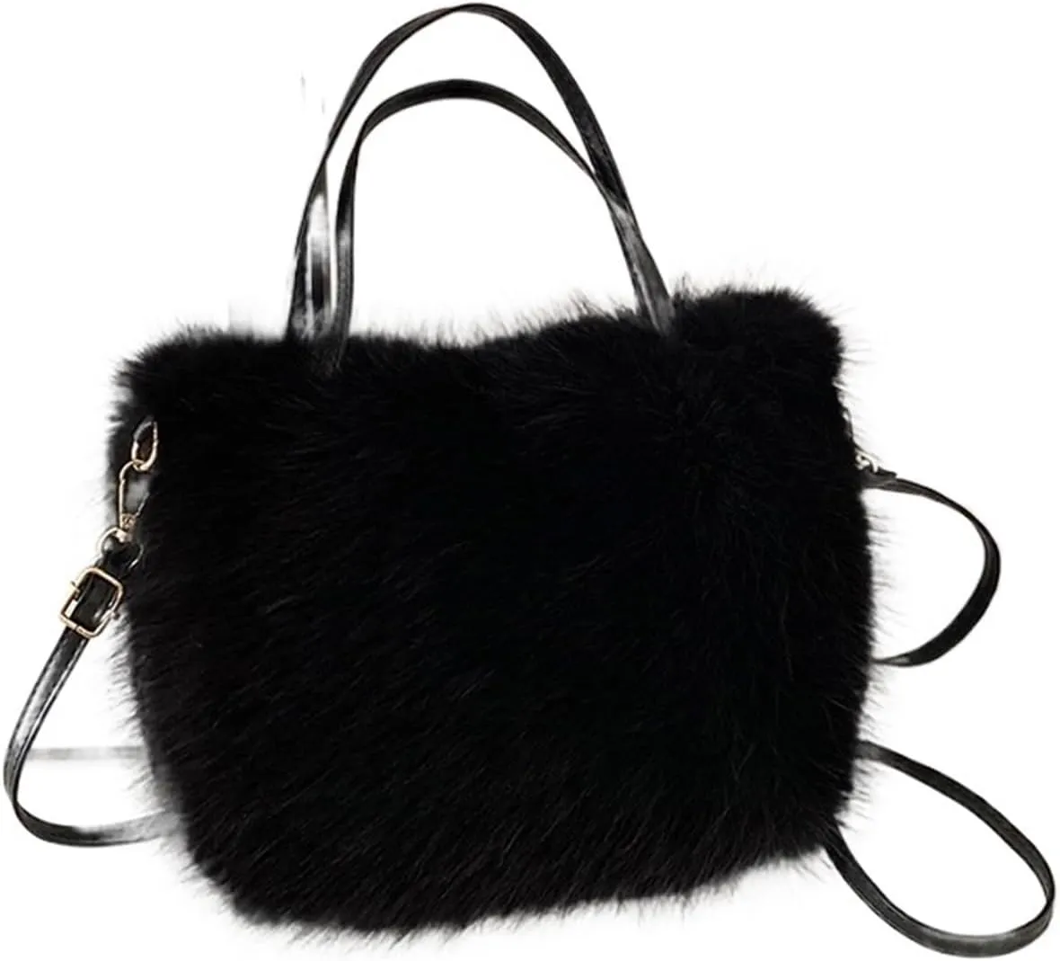 Winter Fluffy Bag Faux Fur Tote Bag Women's Bucket Plush Design Ladies Handbags Soft Winter Crossbody Shoulder Bags