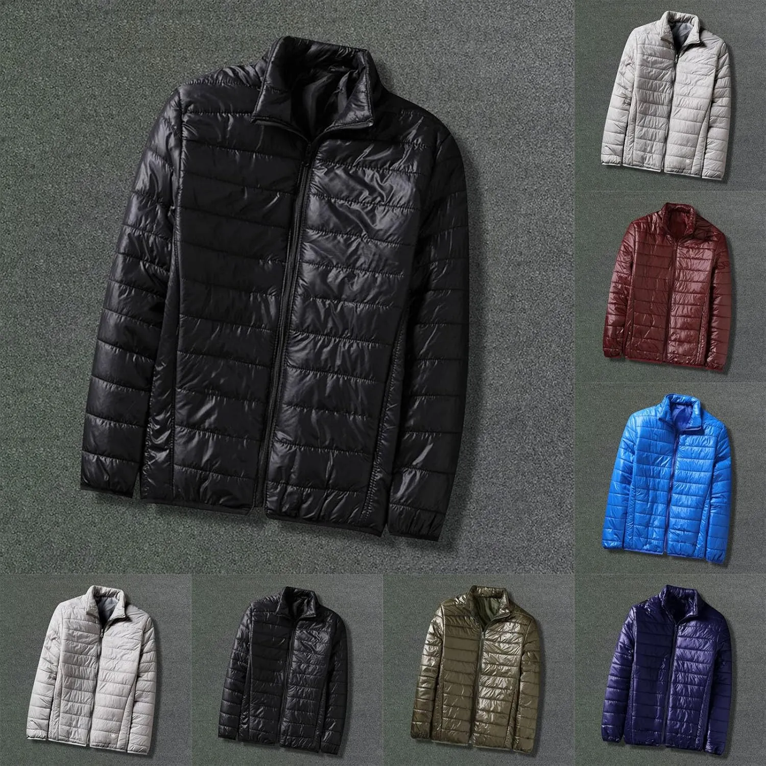 Winter Jackets for Men Lightweight Puffer Jacket Zip Up Padded Coat Outdoor Classic Warm Jacket Packable Bubble Coat