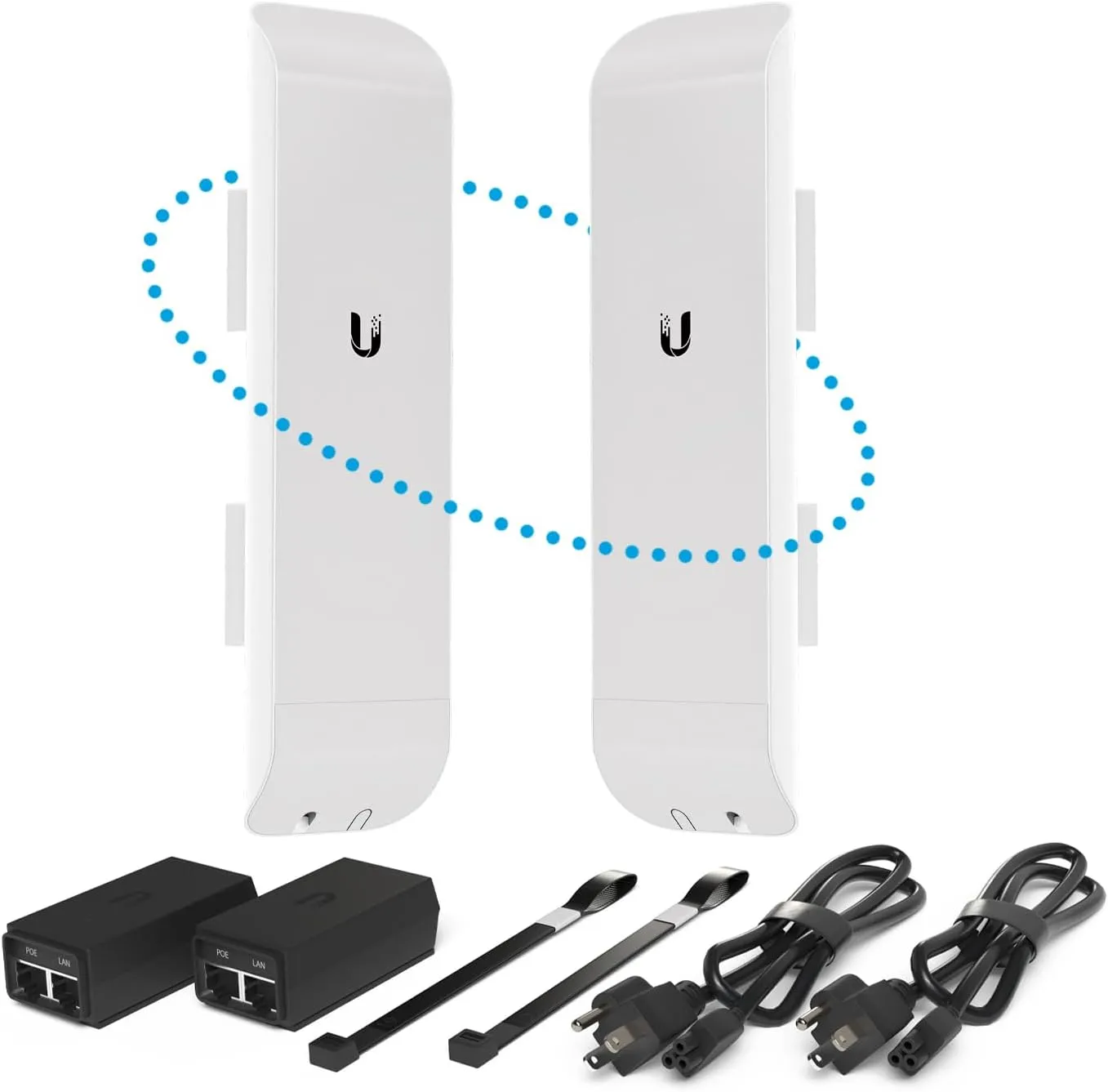 Wireless Bridge NSM5 Pre-Configured Bundle of 2, M5 Point to Point Wi-Fi Bridge Outdoor, Plug and Play 150  Mbps, 5 GHz, 15  km Link Range