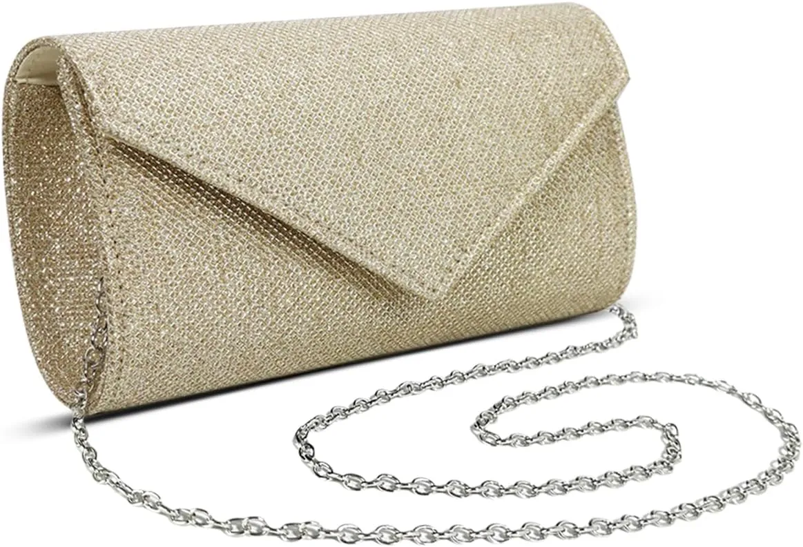 Women Clutch Purses Sparkling Envelope Evening Bag with Detachable Chain for Women Prom