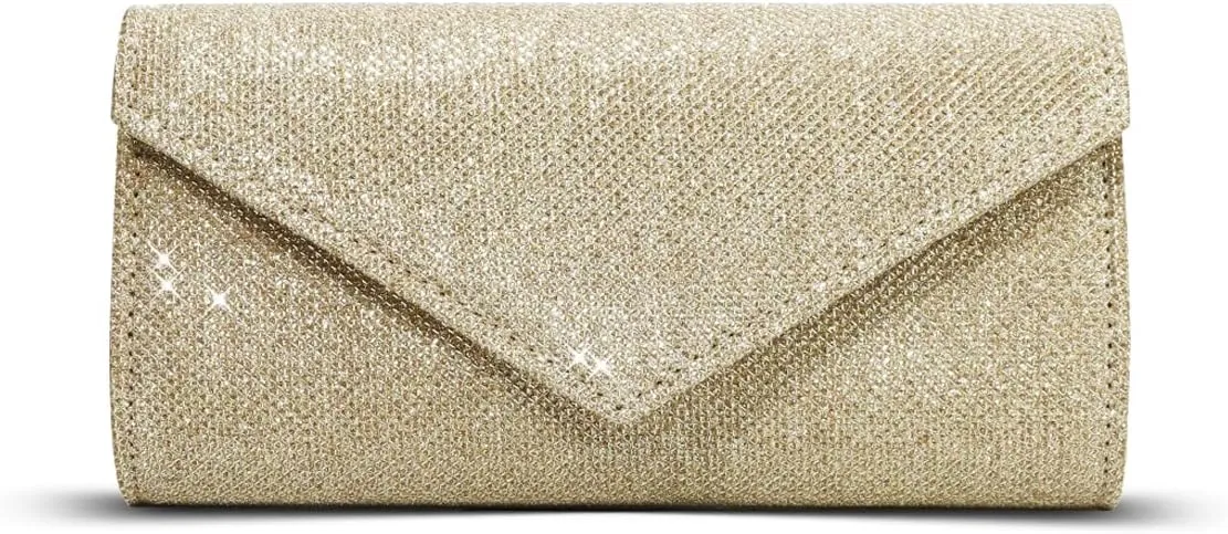 Women Clutch Purses Sparkling Envelope Evening Bag with Detachable Chain for Women Prom
