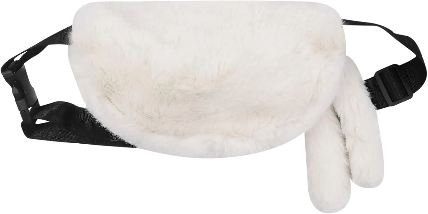 Women Girls Faux Fur Fanny Pack Fashion Plush Waist Pack Winter Belt Bum Bag Coin Phone Pouch Crossbody Chest Bag