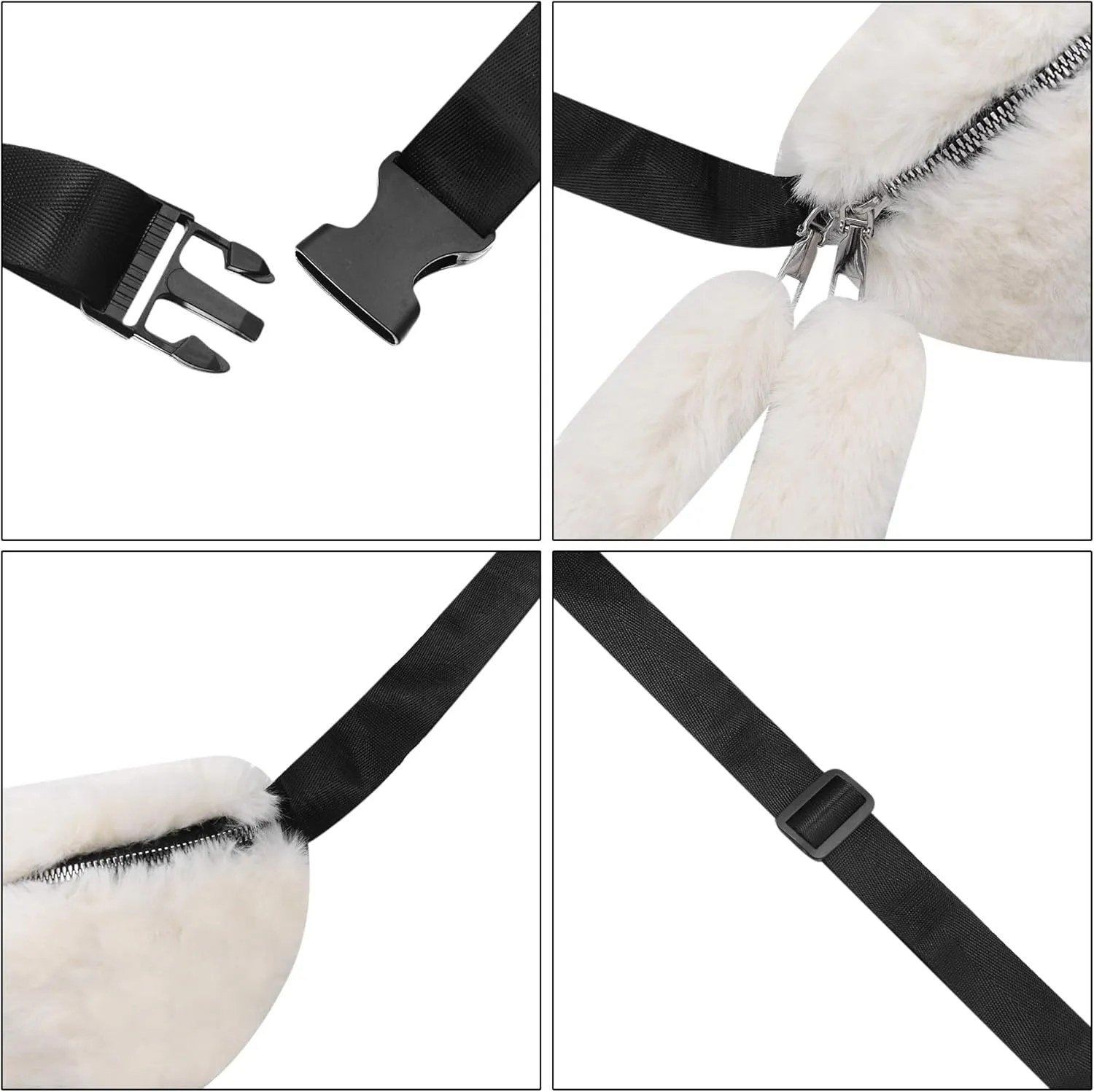 Women Girls Faux Fur Fanny Pack Fashion Plush Waist Pack Winter Belt Bum Bag Coin Phone Pouch Crossbody Chest Bag
