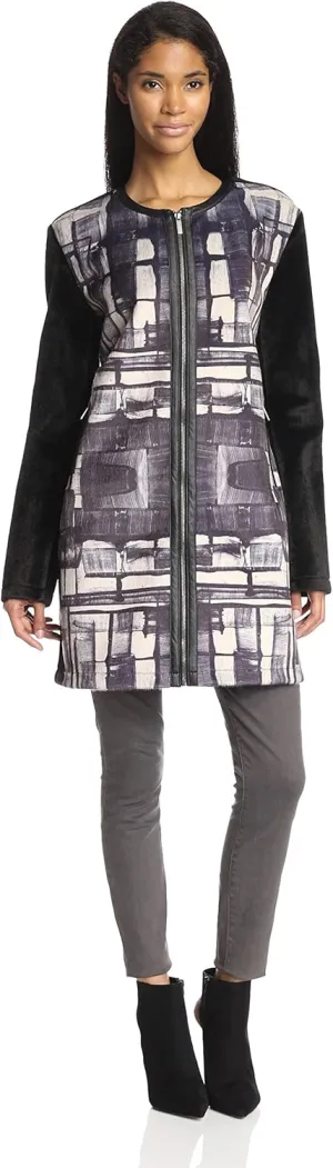 Women Marin Painted Faux Fur Zip Coat