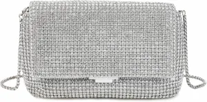 Women Rhinestone Evening Shoulder Bag WOC Crystal Clutch with Detachable Strap Sparkling Purse for Wedding Party