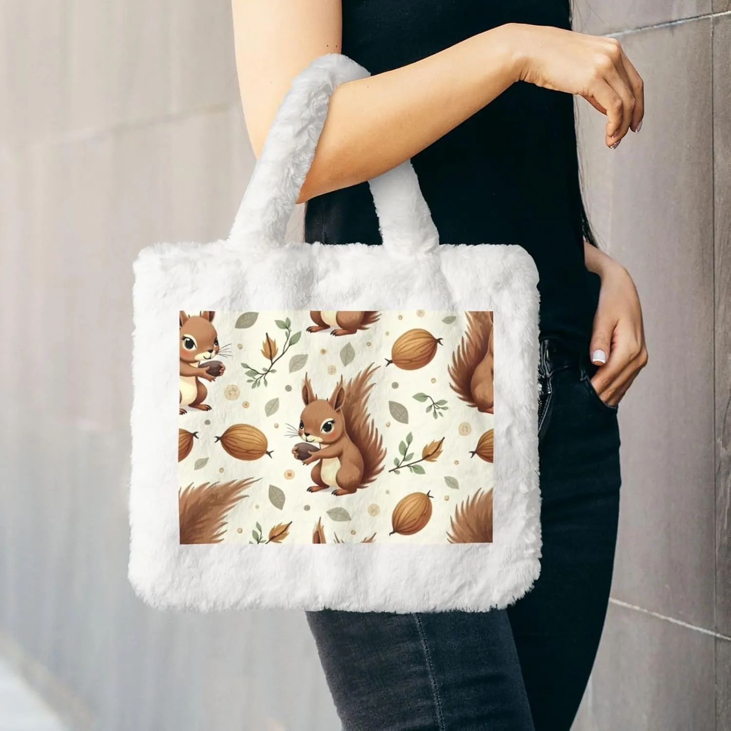 Women Shoulder Clutch Purse Bag Fluffy Fuzzy Faux Fur Cute Tote Handbag