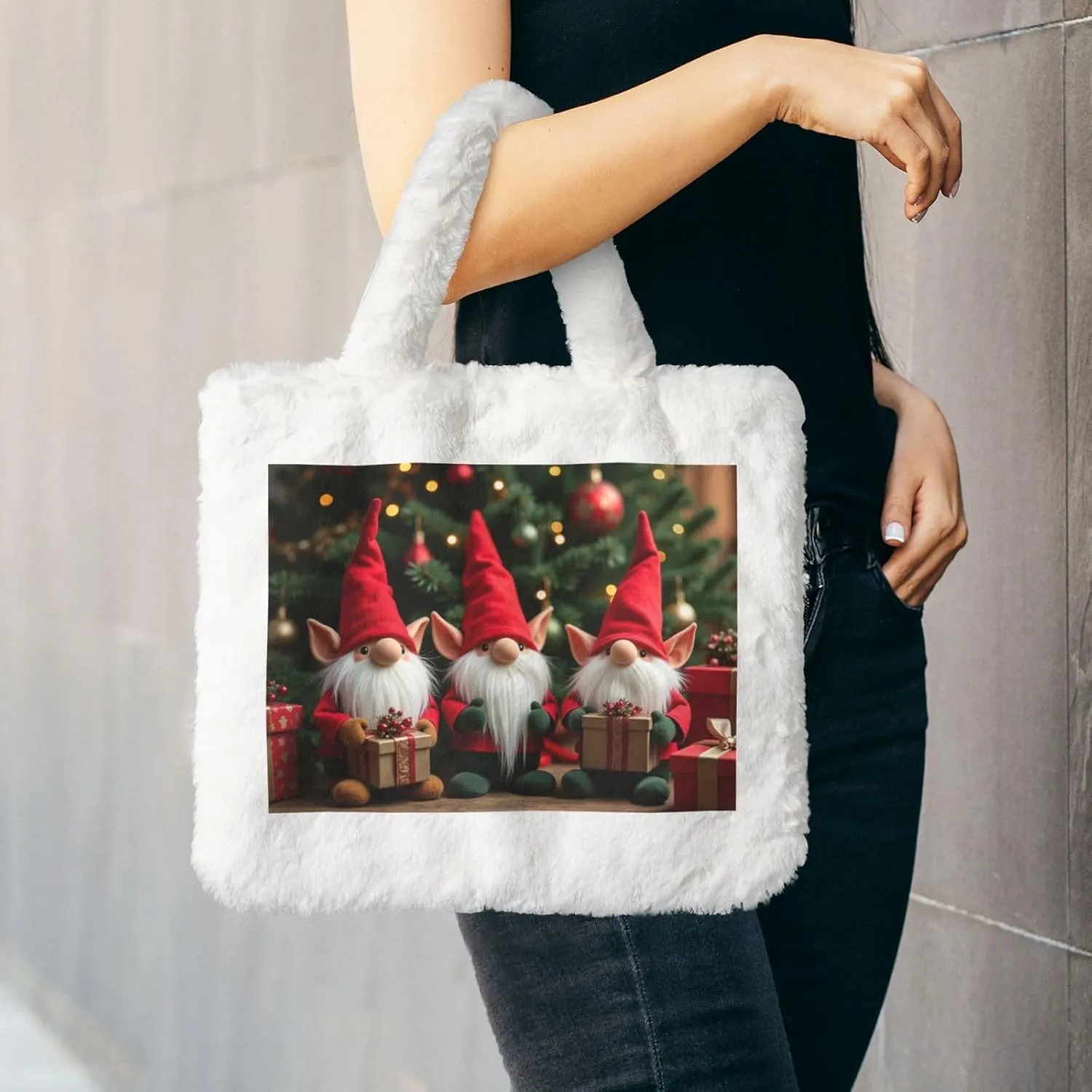 Women Shoulder Clutch Purse Bag Fluffy Fuzzy Faux Fur Cute Tote Handbag