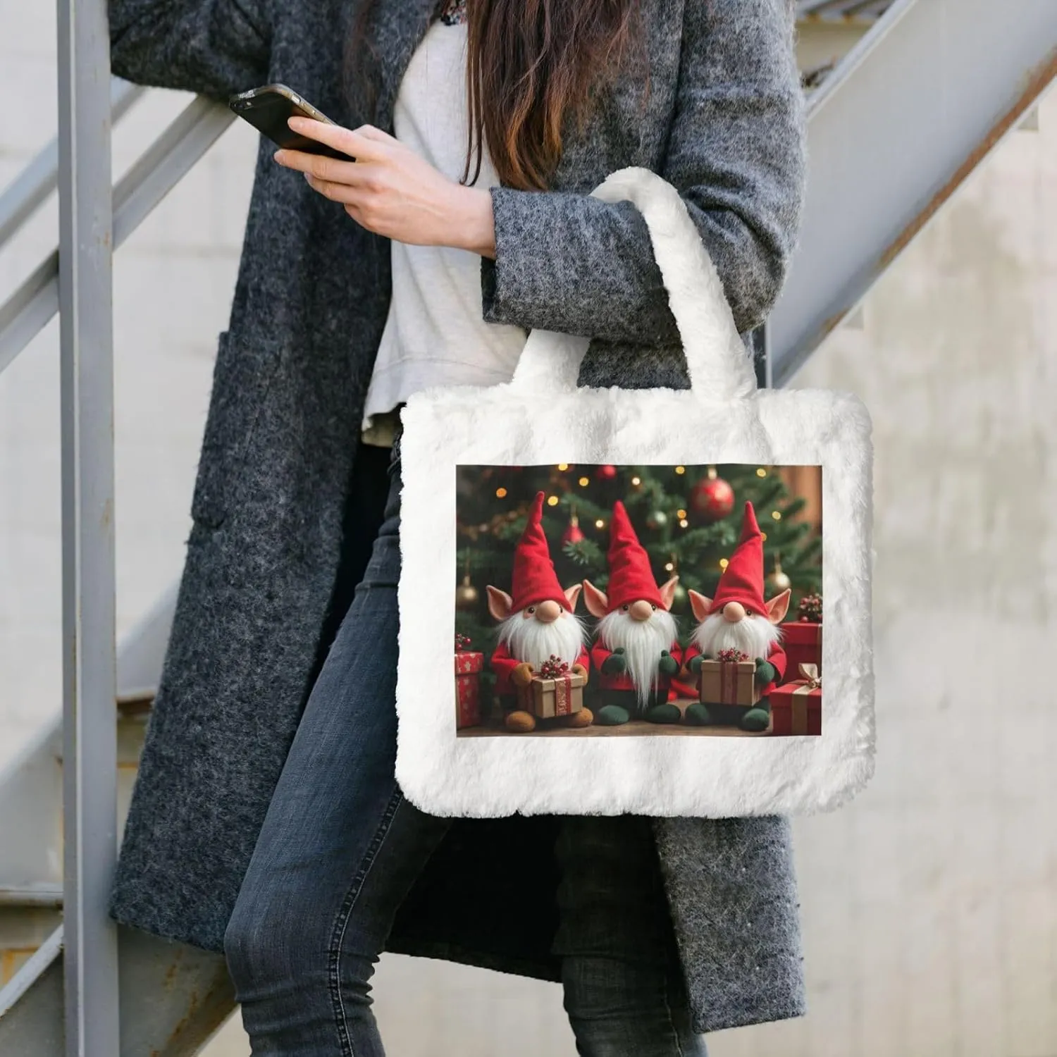 Women Shoulder Clutch Purse Bag Fluffy Fuzzy Faux Fur Cute Tote Handbag