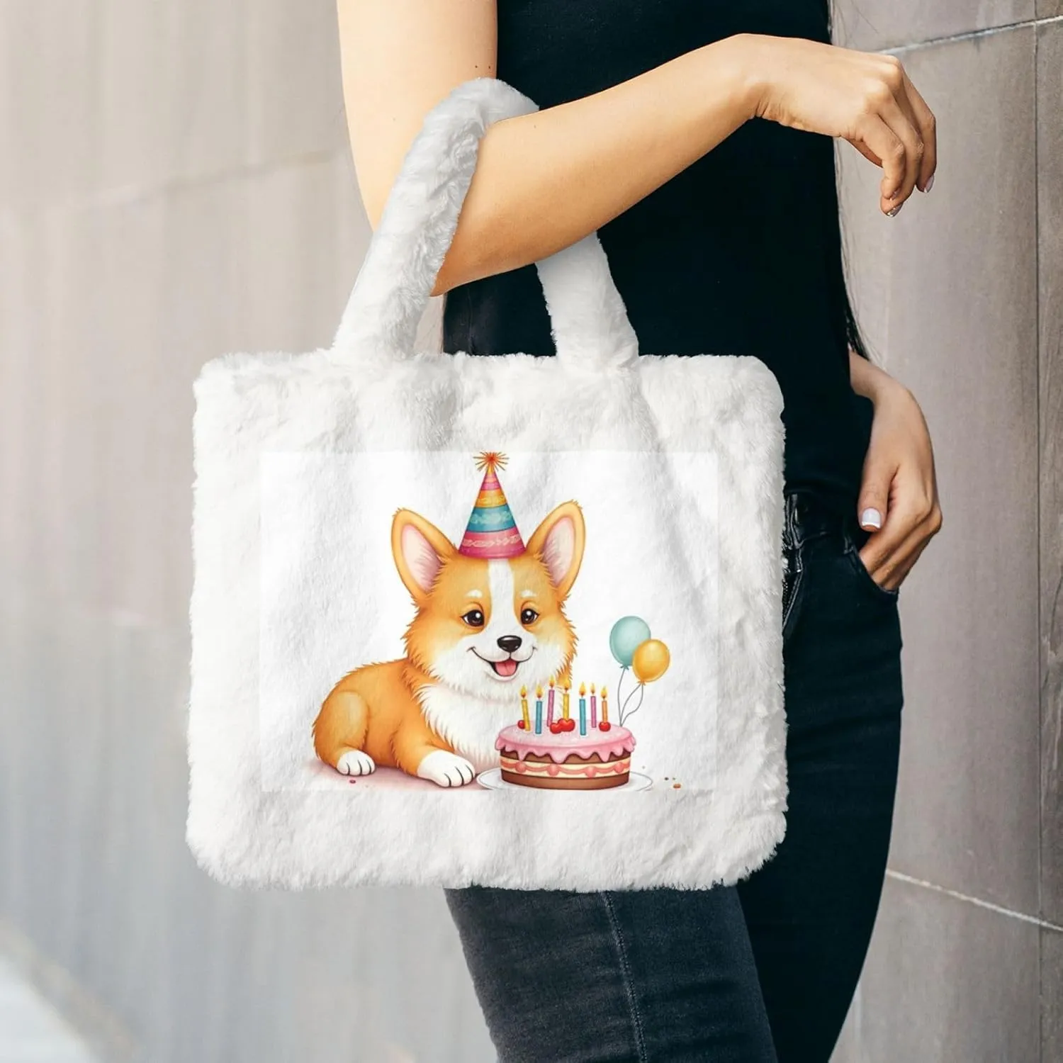 Women Tote Bag Fluffy Faux Fur Handbags Large Capacity Shopping Shoulder Bag Furry Clutch Handbag