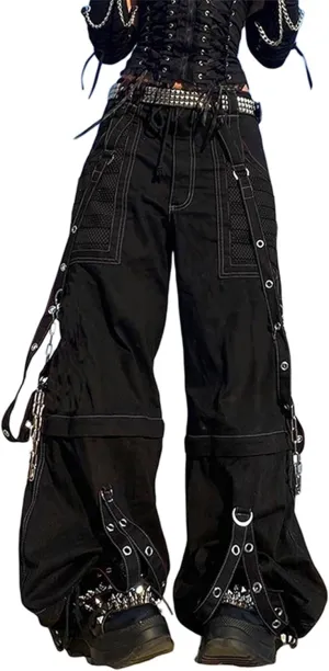 Women Vintage Baggy Jeans Grunge Gothic Tripp Pants Punk Goth Wide Leg Denim Pants Y2k Loose Casual Jeans Streetwear