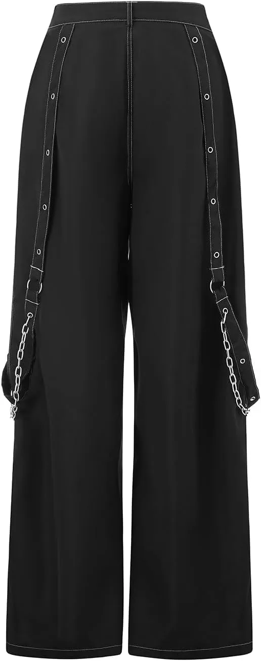Women Vintage Baggy Jeans Grunge Gothic Tripp Pants Punk Goth Wide Leg Denim Pants Y2k Loose Casual Jeans Streetwear