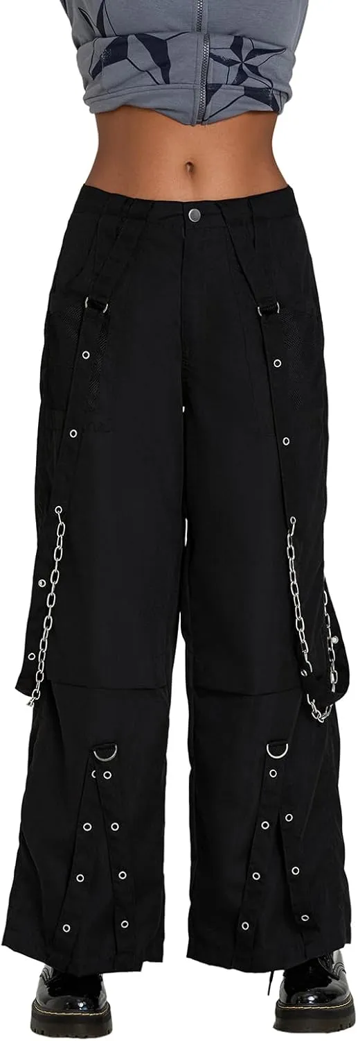 Women Vintage Baggy Jeans Grunge Gothic Tripp Pants Punk Goth Wide Leg Denim Pants Y2k Loose Casual Jeans Streetwear