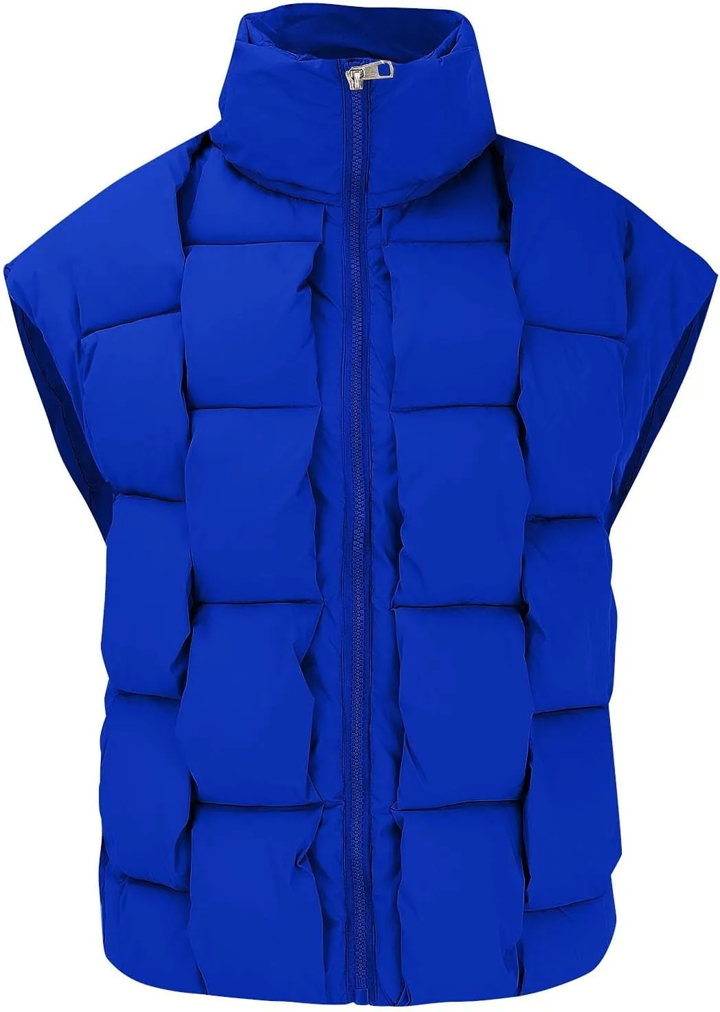 Women Winter Oversized Puffer Vest Sleeveless Jacket Zip Up Lightweight Stand Collar Insulated Padded Puffy Jackets Coat