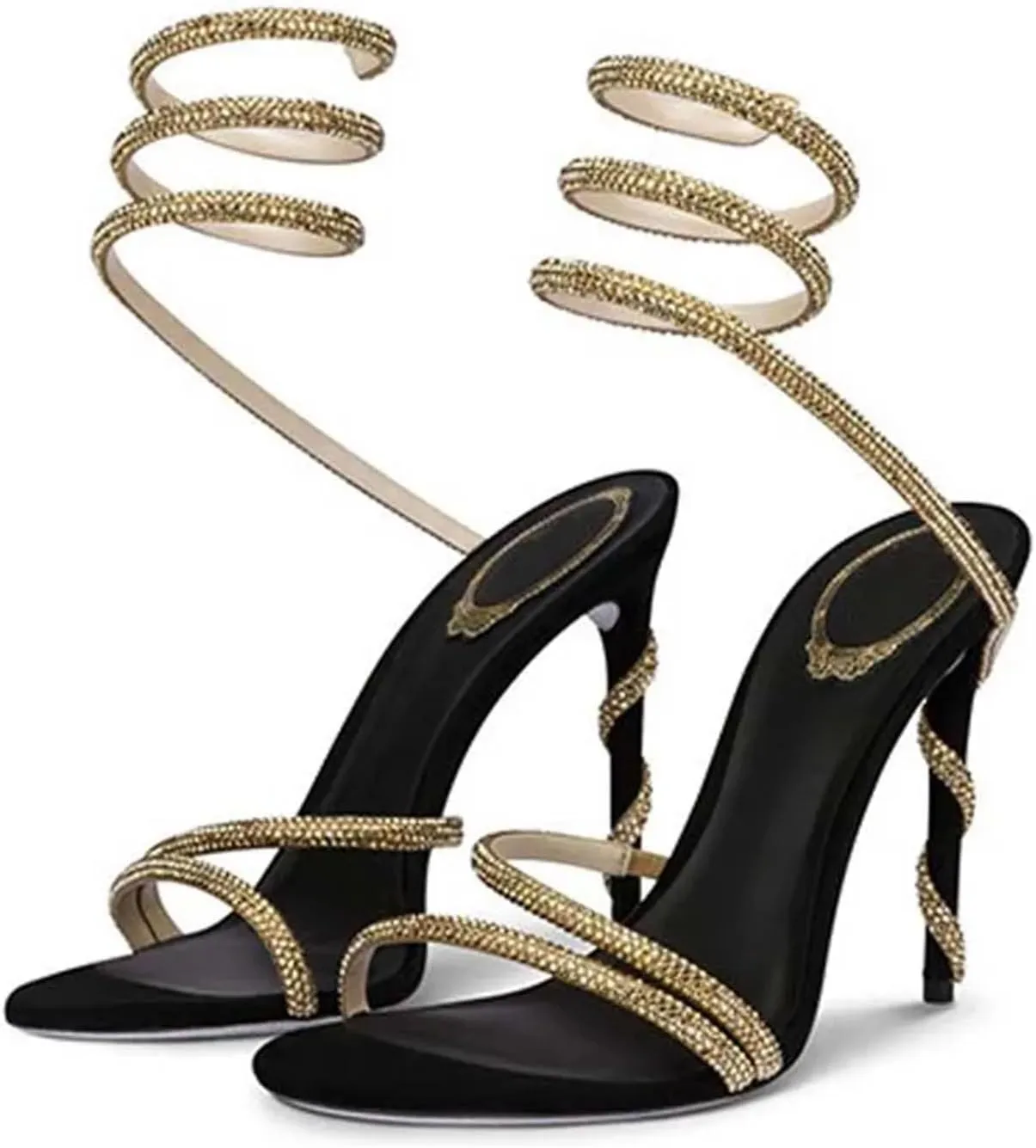 Women's Crystal Peep Toe Sandals - Sexy Thin Heel Prom Ankle Strap Pumps