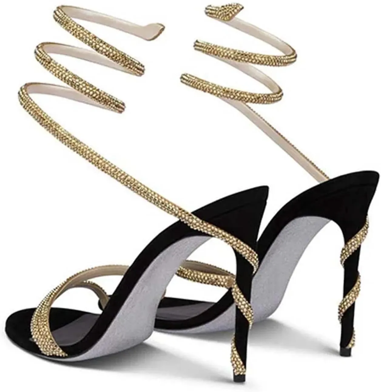 Women's Crystal Peep Toe Sandals - Sexy Thin Heel Prom Ankle Strap Pumps
