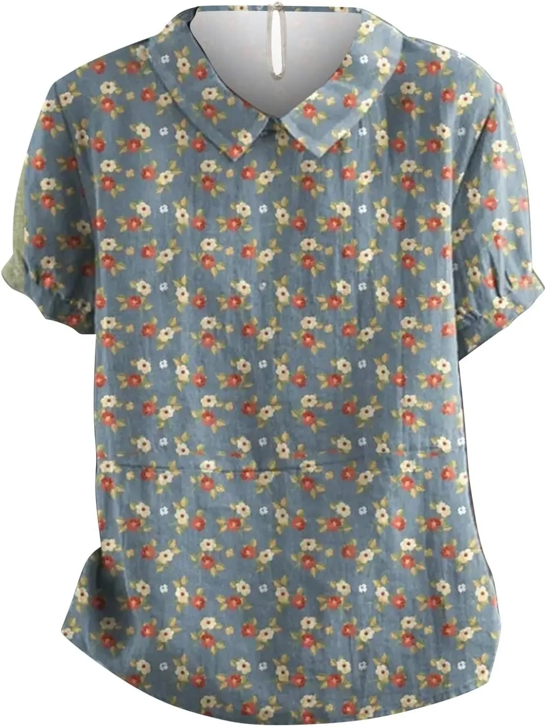 Womens Cute Autumn Tops and Blouses And Linen Loose Large Size Thin Lapel Shirt Short Long Sleeve Button Down Blouses