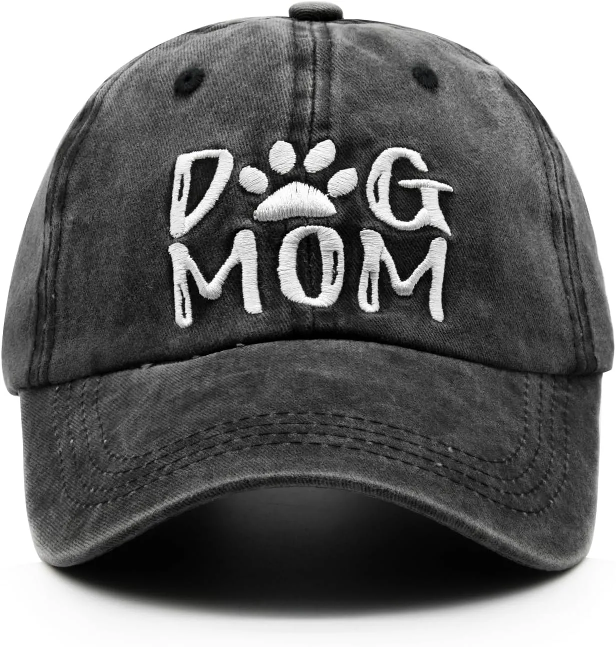 Women's Embroidered Dog Mom Hat Adjustable Denim Baseball Cap