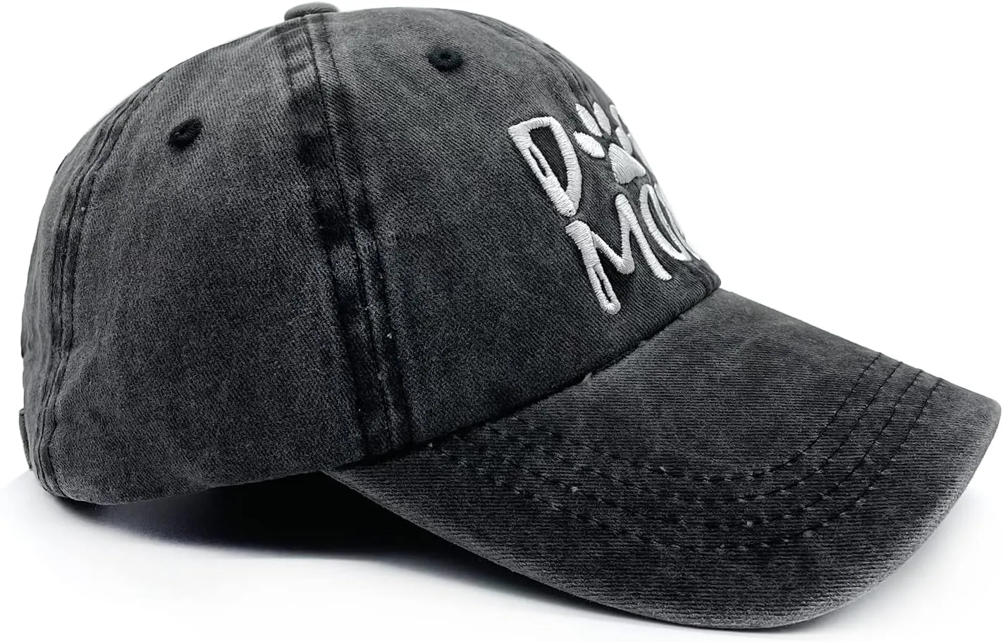 Women's Embroidered Dog Mom Hat Adjustable Denim Baseball Cap