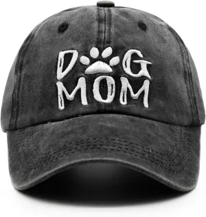 Women's Embroidered Dog Mom Hat Adjustable Denim Baseball Cap